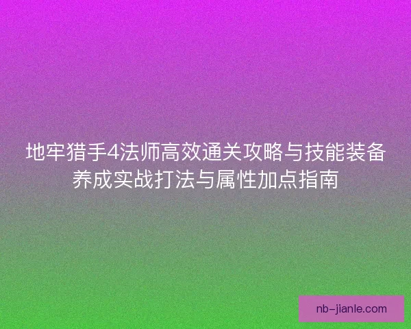 地牢猎手4法师高效通关攻略与技能装备养成实战打法与属性加点指南