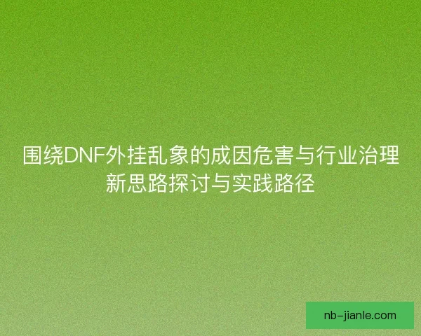围绕DNF外挂乱象的成因危害与行业治理新思路探讨与实践路径