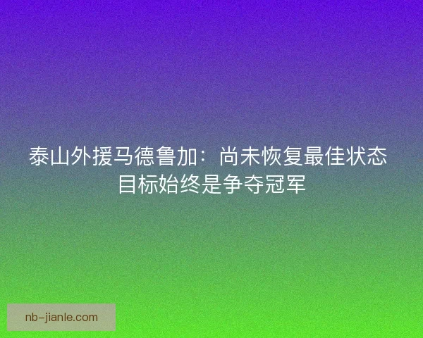 泰山外援马德鲁加：尚未恢复最佳状态 目标始终是争夺冠军